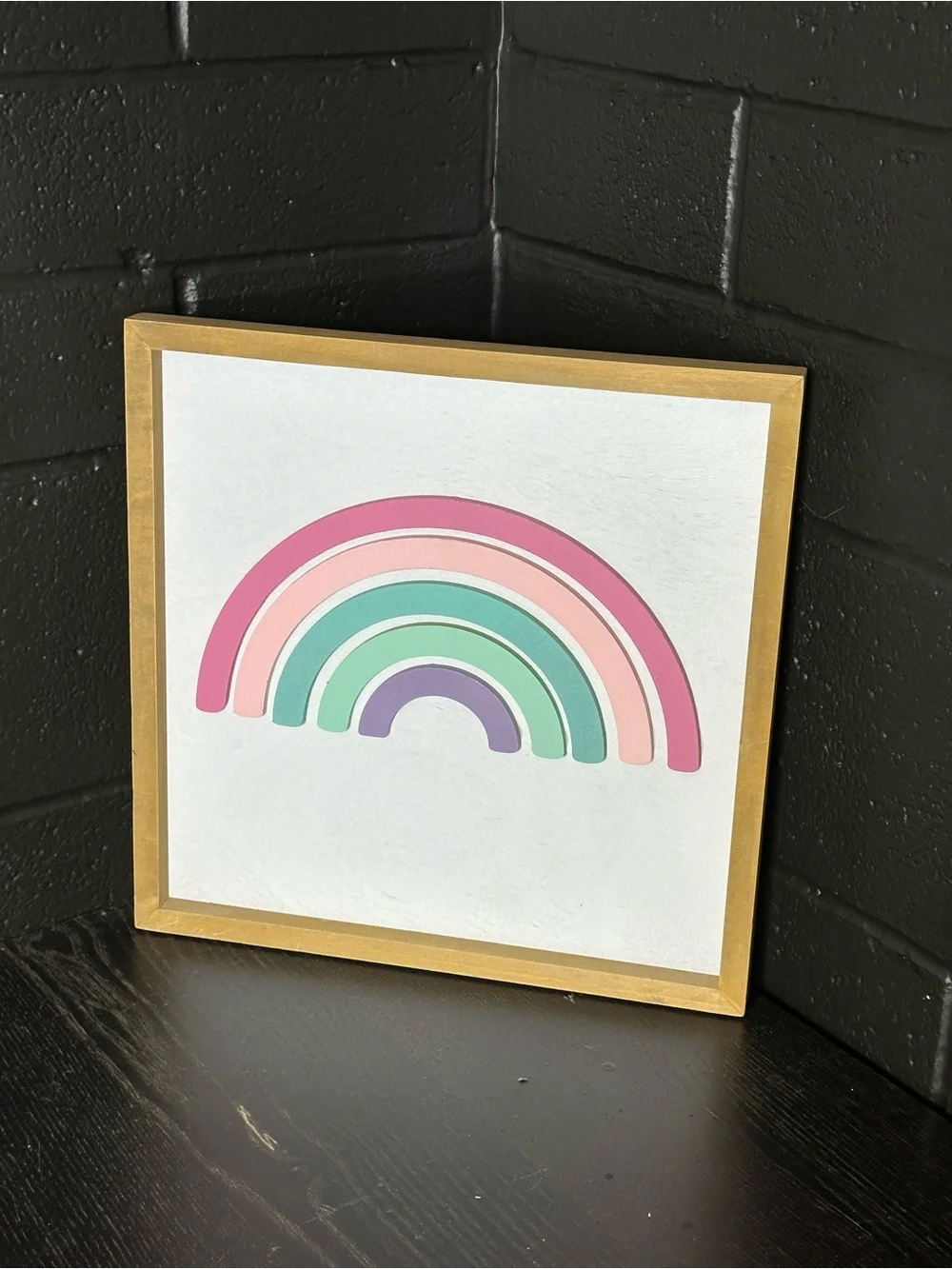 Rainbow Wall Art Frame in Pastel Colors 14x14